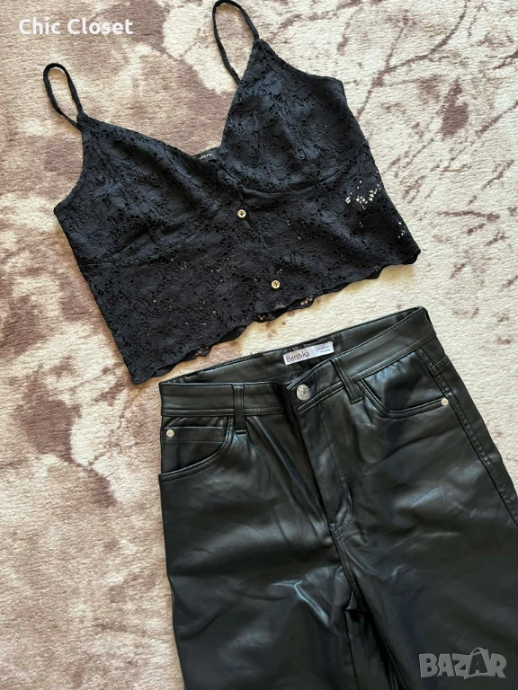Кожен панталон Bershka + подарък, снимка 1