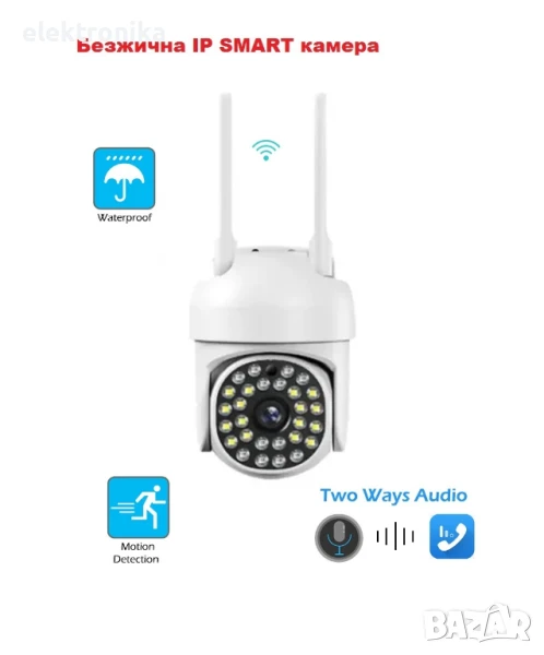 IP SMART Безжична камера 5MP WiFi FULL-HD 1080P с цветно нощно виждане и Двупосочен звук, снимка 1