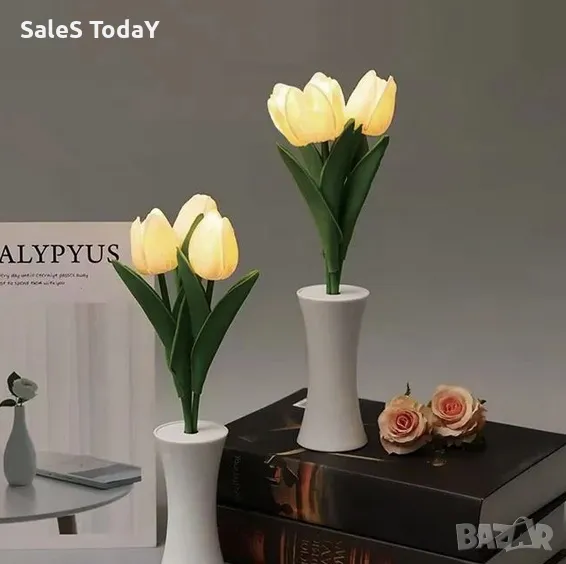 Светещ букет от лалета, декорация, 31см, 1бр, снимка 1