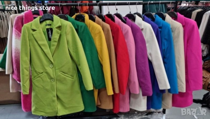 Намалени палта цветни син зелен цикламен палто цвят , снимка 1
