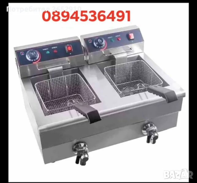 Професионален електрически фритюрник 2х8литра с кранове 2 Модела Цена 479лв/244,91€, снимка 1