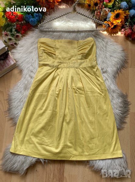 Сатенена жълта рокля, снимка 1