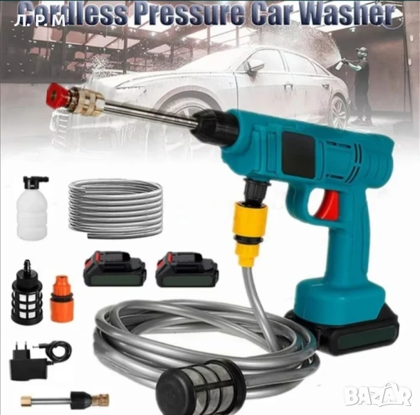 Акумулаторна водоструйка за почистване на автомобили с батерия и зарядно , снимка 1