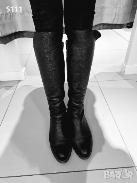 Изчистени ефектни дамски ботуши естествена кожа, снимка 1