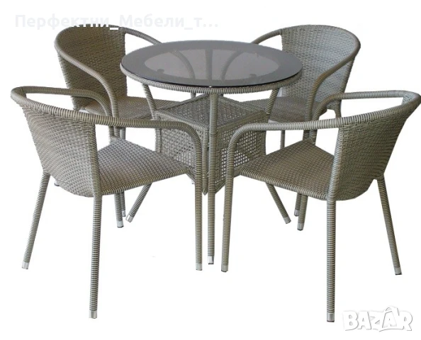 Промо до 28.08.25- комплекти в бежев изкуствен ратан-маса с 4 стола, снимка 2 - Градински мебели, декорация  - 51262620