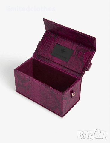 L'AFSHAR Ida Fuchsia Python Leather Clutch Bag Дамска Чанта от Змийска Кожа, снимка 4 - Чанти - 42223795