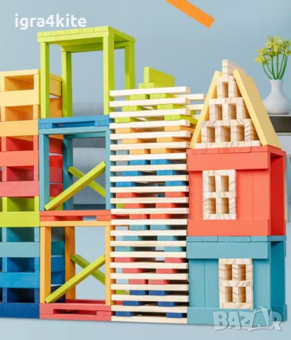 Креативен строител 100 бр. с дървени пластини от масивно дърво City Blocks, снимка 5 - Образователни игри - 36816217