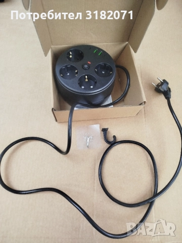 Кръгъл разклонител,с прибиращ се кабел 1,8м., снимка 3 - Други - 51614515