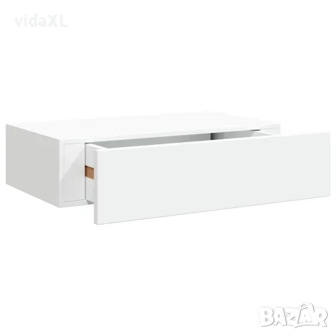 vidaXL Стенни рафтове с чекмеджета, 2 бр, бели, 40x23,5x10 см, МДФ, снимка 5 - Етажерки - 56146948