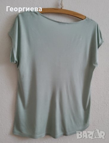 Бледозелена блуза с дантела, снимка 4 - Тениски - 37967531
