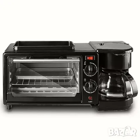 Най-добра цена! Печка, тостер и кафемашина, 3 в 1, 12 литра фурна, Плоча с незалепващо покритие, снимка 12 - Печки, фурни - 49028760