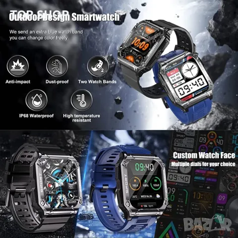 Смарт часовник LIGE за мъже метален корпус, две кйшки - Android и iOS, снимка 11 - Смарт часовници - 48476125