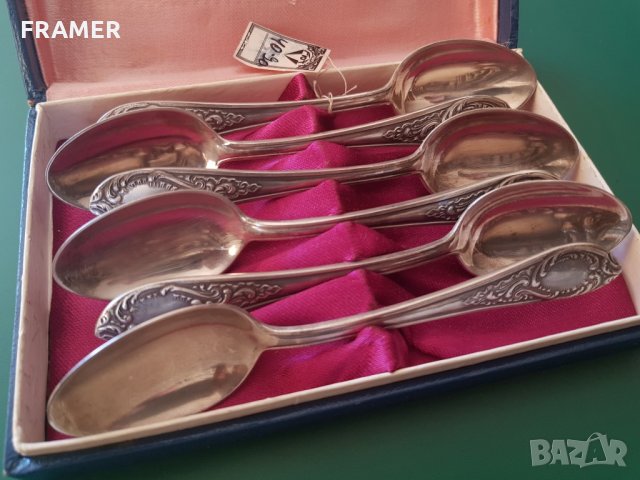 Сребърни сребро лъжички лъжици Руски в кутия, снимка 4 - Прибори за хранене, готвене и сервиране - 30002986