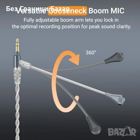 Нов 3.5mm AUX кабел за слушалки с бум микрофон за игри и разговори, снимка 4 - Други - 54101008