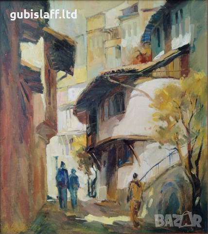 Картина "Улица Гурко във В. Търново",худ. В. Радулов, 1998 г, снимка 2 - Картини - 44534990