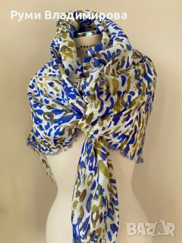 Квадратен шал/ кърпа за глава от коприна, сатен, вискоза, снимка 14 - Шалове - 52200212