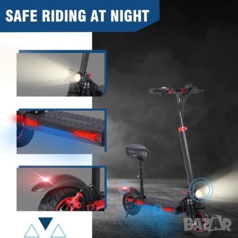 Електрически скутер, тротинетка със седалка 1200W 18AH, 55 км/ч, снимка 4 - Мотоциклети и мототехника - 51943122