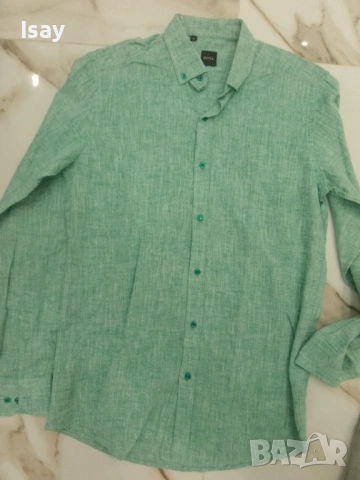 Мъжка риза БОСС 50% лен 50% памук