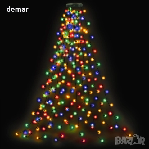 Коледни лампички за елха NETTA 2,5 м x 12 нишки 300 LED, 8 режима, многоцветни