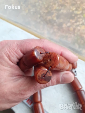 Огромна броеница от каталин 33 зърна + поп с дамари, снимка 5 - Антикварни и старинни предмети - 51205344