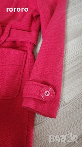 Червено кашмирено палто-С размер, снимка 5 - Палта, манта - 42589263