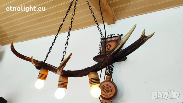 Изработваме полилеи от еленови рога с ръчно изработени дървени чашки , снимка 9 - Полилеи - 53334420