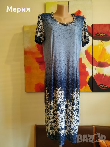 Синя рокля трико, снимка 3 - Рокли - 31995370