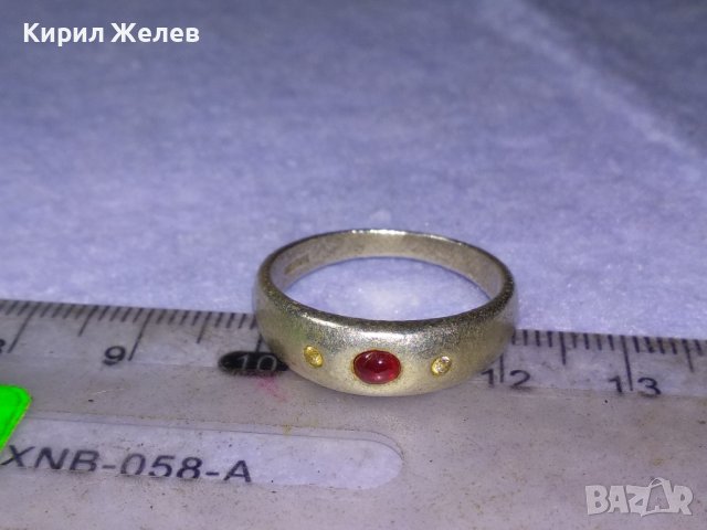 СКЪПОЦЕНЕН ВИНТИДЖ АРТ СРЕБЪРЕН СРЕБРО 925 HWH с ЮВЕЛИРНО ШЛИФОВАН РУБИН и 2 КАМЪКА ЖЪЛТ ТОПАЗ 40195, снимка 14 - Пръстени - 42646435