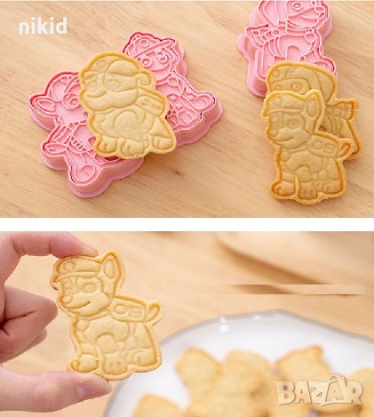 6 бр Пес патрул Paw patrol кучета куче пластмасови разглобяеми резци форми фондан тесто резец форма, снимка 5 - Форми - 30521455