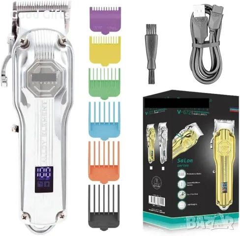 VGR V-672 Професионална машинка за подстригване, златиста, 2000mAh, LED дисплей, снимка 5 - Машинки за подстригване - 50388858
