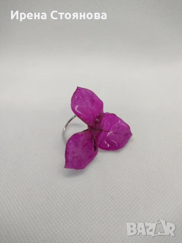 Регулируем пръстен с естествен цвят на бугенвилея. , снимка 5 - Пръстени - 50564661