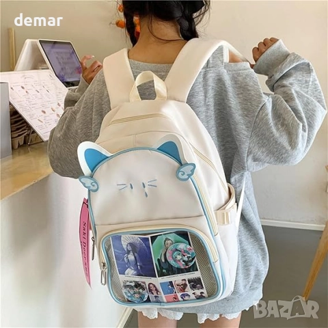 Раница Kawaii Cat Ita, сладка естетична раница Y2K, снимка 4 - Раници - 52535922