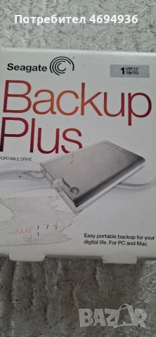 външен диск segate 1TB.на 8дни ползван, снимка 3 - Твърди дискове - 53031786