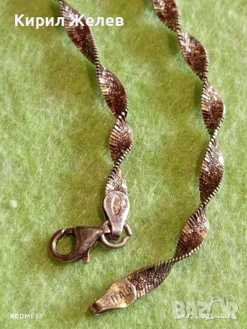 Сребърно колие спираловидна ретро плетка майсторска ръчна изработка Italy 32511, снимка 2 - Колиета, медальони, синджири - 52902577