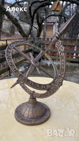 Голям Чугунен слънчев часовник, патина мед! 2.6кг, снимка 3 - Антикварни и старинни предмети - 51468051