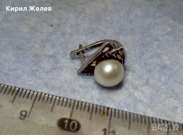 ШАРМАНТНА АНГЛИЙСКА ПЕРЛЕНА СРЕБЪРНА ОБЕЦА СРЕБРО 925 с БЯЛА ЕСТЕСТВЕНА ПЕРЛА / БИСЕР 48247