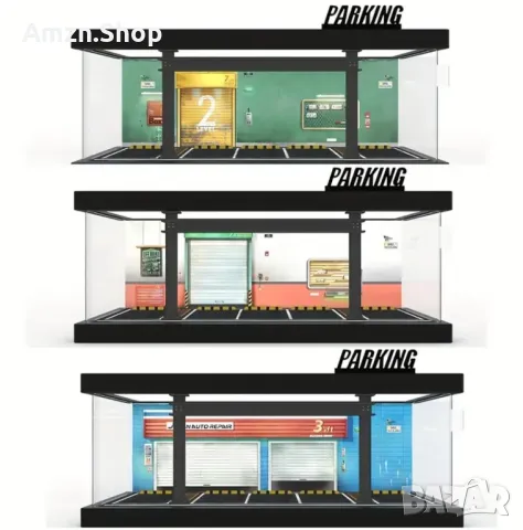 Паркинг витрина гараж за Hot Wheels колички Акрилен Дисплей с Led за 1:64 колекционерски коли, снимка 6 - Колекции - 50241055