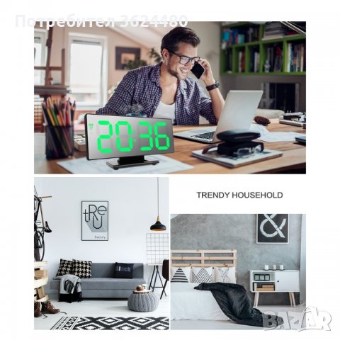 Настолен часовник с голям огледален дисплей Настолен часовник с голям огледален дисплей Настолен час, снимка 7 - Стенни часовници - 39956086