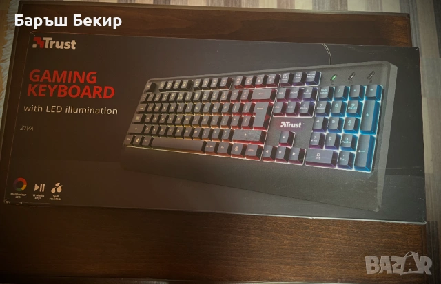 Геймърска клавиатура TRUST ZIVA – LED подсветка, снимка 5 - Клавиатури и мишки - 53132453