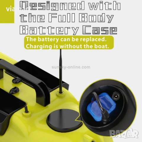  Лодка /Корабче/ за захранка Flytec D18B с GPS, LCD дистанционно и обхват до 500 м, снимка 3 - Стръв и захранки - 51204715