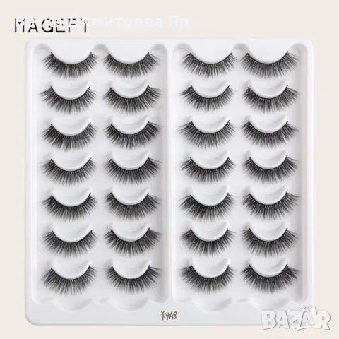 Комплект от 14 чифта 3D изкуствени мигли, имитация на норка - HZS247, снимка 6 - Декоративна козметика - 47698421