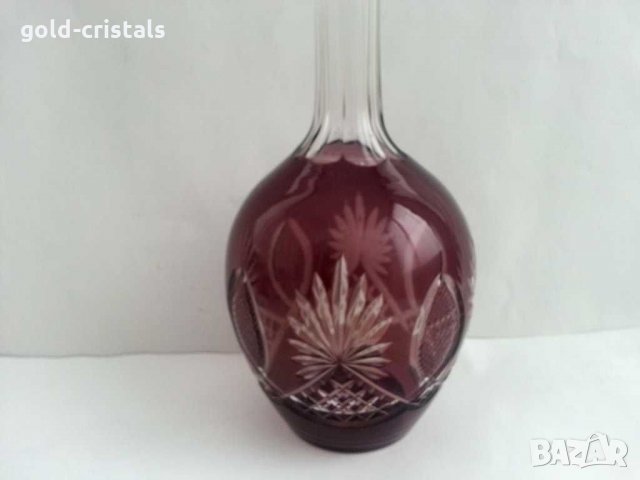 Кристална гарафа и кристални чаши цветен  лилав кристал, снимка 7 - Антикварни и старинни предмети - 31236367