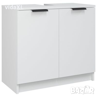 vidaXL Шкаф за баня, бял, 64,5x33,5x59 см, инженерно дърво（SKU:811304, снимка 1