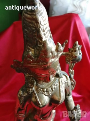 Голяма Бронзова  Индуиска Статуя Богиня ПАРВАТИ, снимка 2 - Антикварни и старинни предмети - 38776789