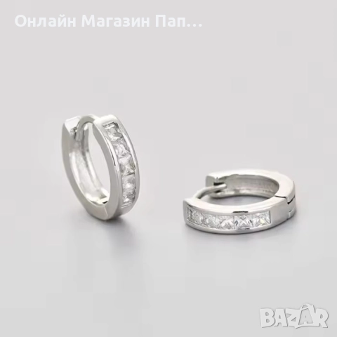 Дамски обеци халки от стомана с циркони – посребрени/позлатени, снимка 6 - Обеци - 52315944