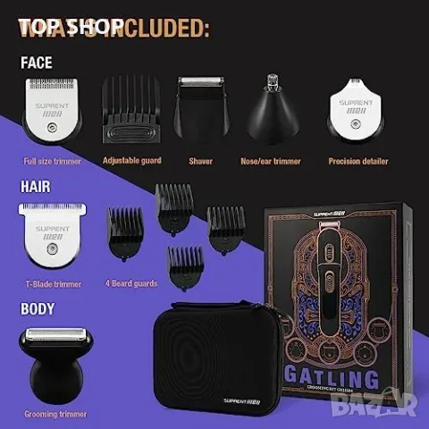 Нова Електрическа Самобръсначка и Тример SUPRENT – Водоустойчив Комплект за мъж, снимка 5 - Електрически самобръсначки - 49427417