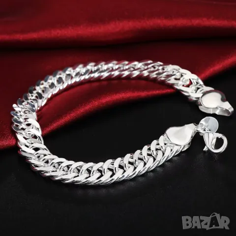 Масивна сребърна гривна, снимка 3 - Гривни - 48483333