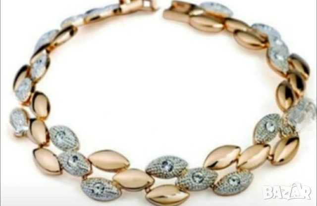 Разкошна гривна 9к попълнено злато с цирконии 12.78, снимка 3 - Гривни - 54120216