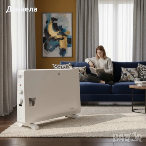 Конвекторен отоплител Rosberg – 2500W, 3 степени, с вентилатор, защита от прегряване (бял или черен), снимка 5 - Други стоки за дома - 51812275