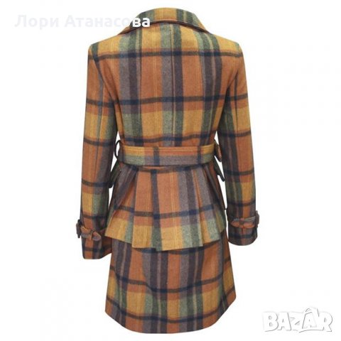Шикозно вълненото дамско палто Lee Cooper Check Wool Coat е проектирано с двойно закопчаване, снимка 2 - Якета - 30633580